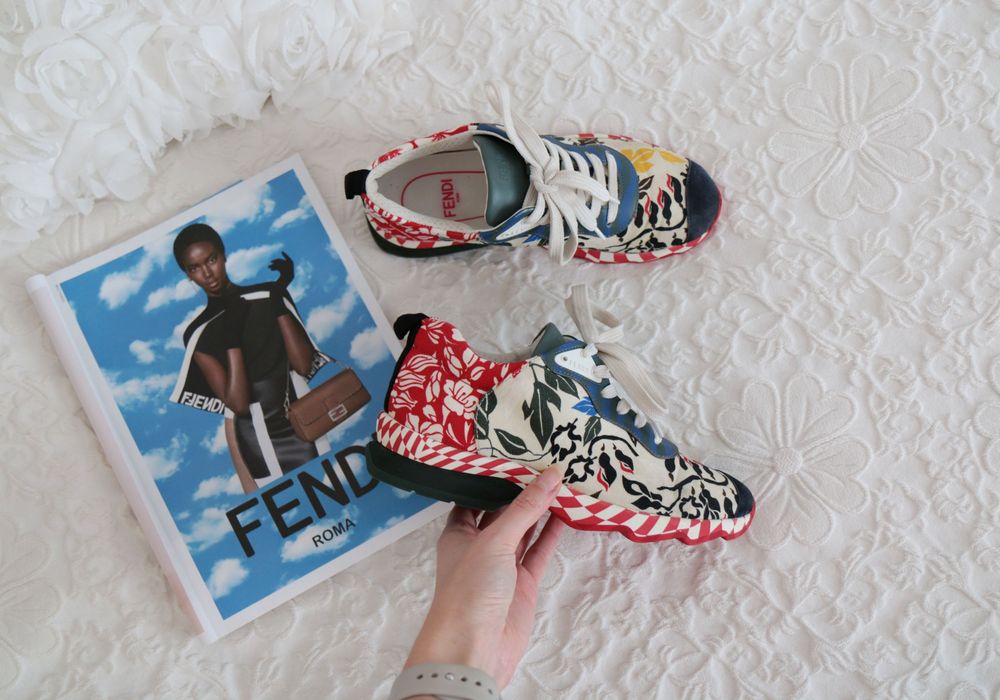 Buty sneakersy FENDI 35 trampki piękne kolorowe oryginalne skóra wzory