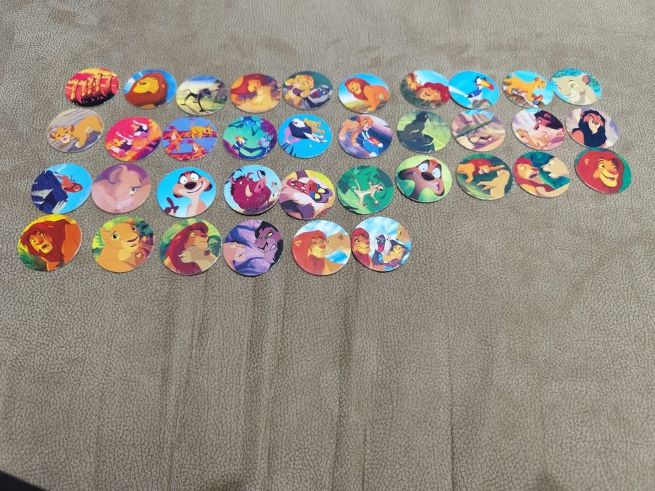 Tazos rei leao, spiderman, yu gi oh