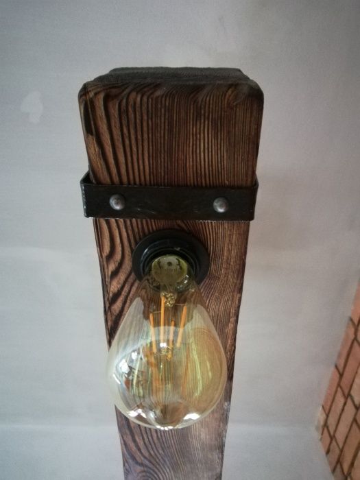 Drewniana lampa wisząca, żyrandol RETRO, postarzana belka, Vintage