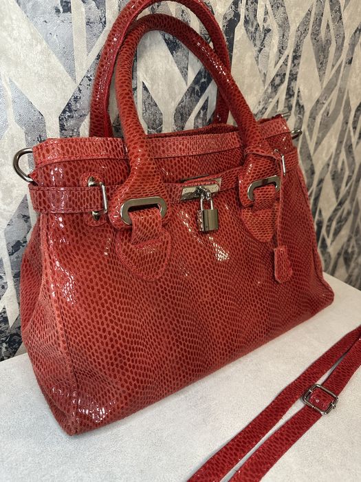 Замшева натуральна червона сумка