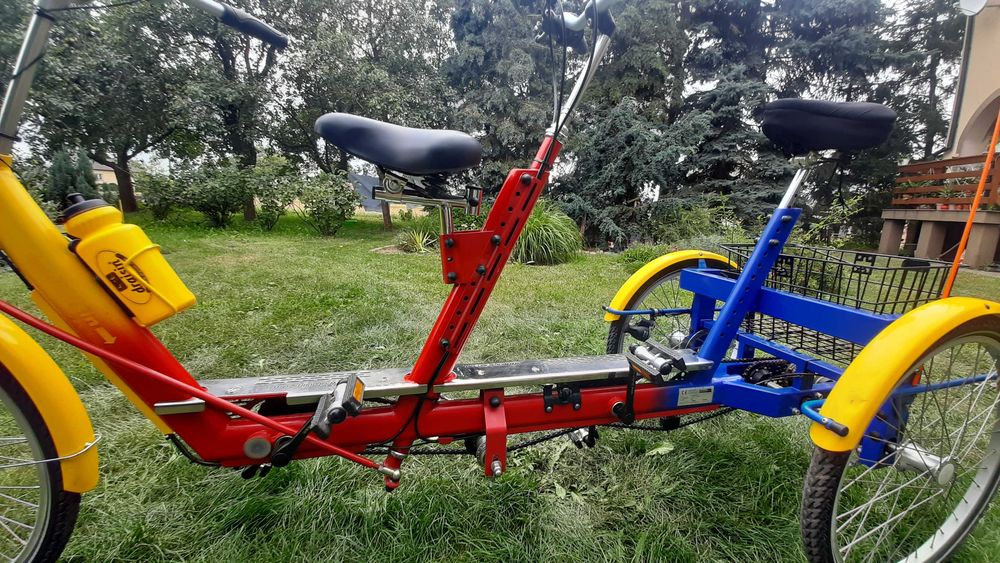 Rower tandem trzykołowy