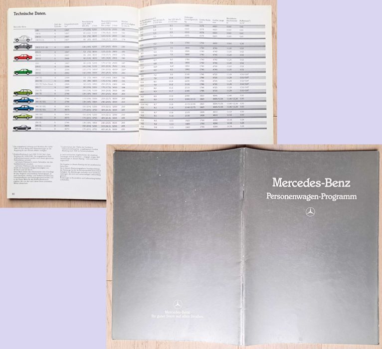 Mercedes Program 1985 / W201 W123 W124 W126 C126 R107 W460 / prospekt
