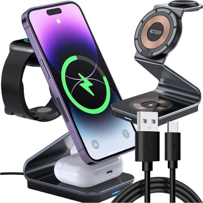 Ładowarka indukcyjna Qi Mag Safe 15W do iPhone Apple Watch AirPods 3w1