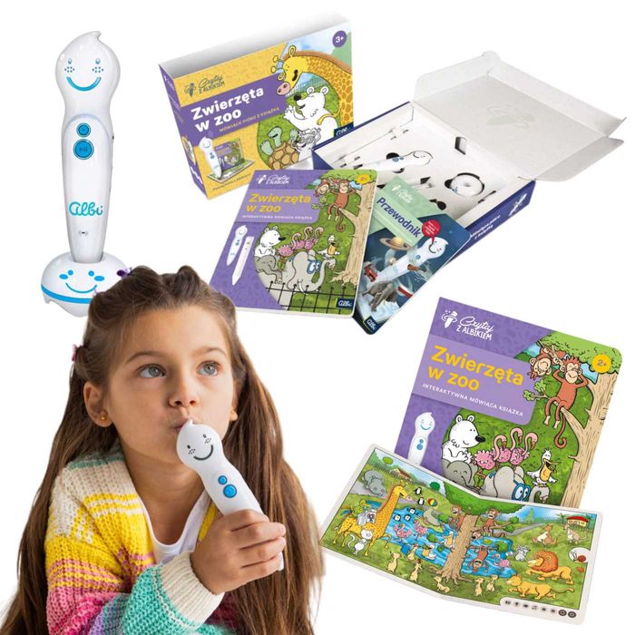 ALBIK ZESTAW Interaktywny Zwierzęta W zoo z mówiącym piórem dla Dzieci