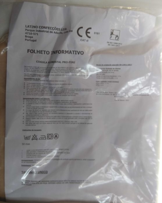 Cogula Florestal Pro-Fire, combate a incêndios, EPI bombeiro