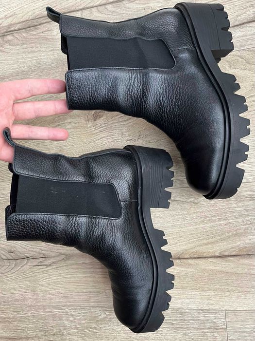 Czarne damskie buty sztyblety skórzane Szydłowski r. 37