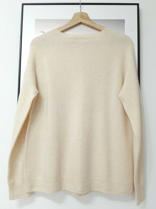 Sweter kardigan damski kremowy jasny beżowy 100% wełna merino