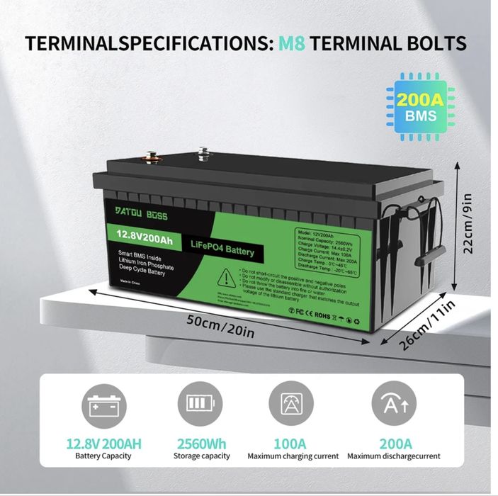 Datou Boss 200ah, 100ah, Lifepo4 200ah, акумулятор літій-залізо-фосфат