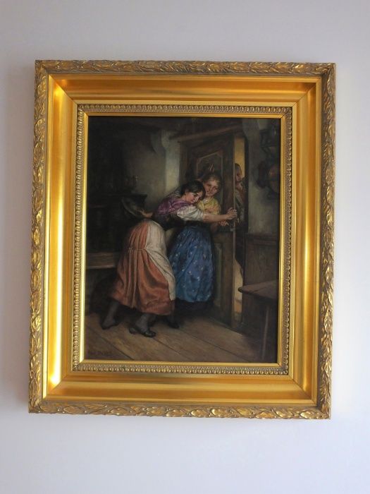Obraz Ferdinand Pacher -Scena Rodzajowa XIX w. antyk