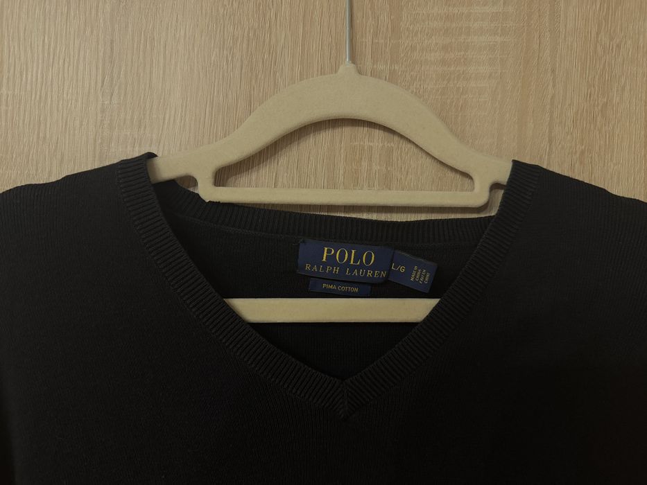 Sweter Polo Ralph Lauren L prima cotton vneck w serek nowsza kolekcja
