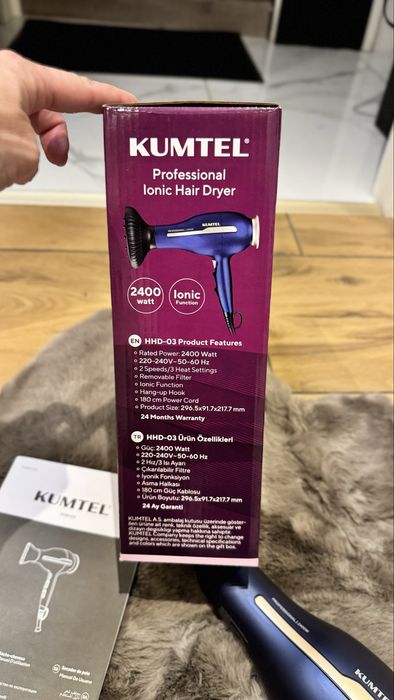 Kumtel HHD-03 Professional Ionic Hair Dryer – 2400W (New in Box)
