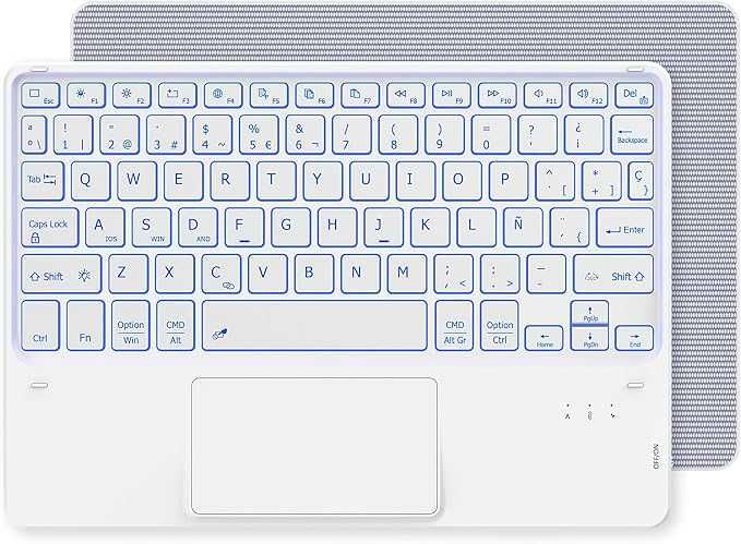 Teclado com TouchPad, Bluetooth Sem Fio de 10 Polegadas