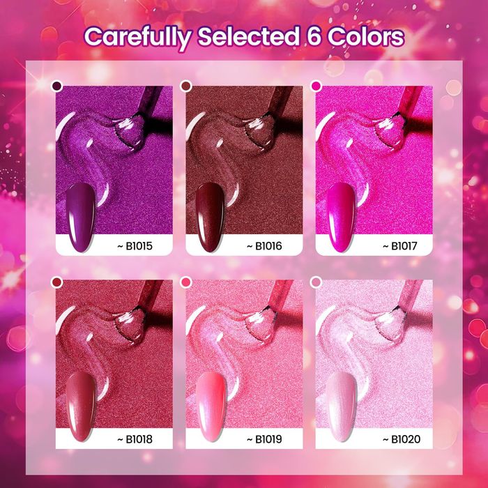 JODSONE 10ml Glitter Żelowy Lakier do Paznokci Zestaw 6 Kolorów