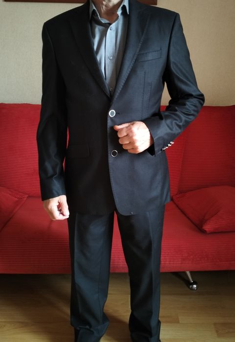 Новый итальянский черный классический мужской костюм 3ка с белой шелко