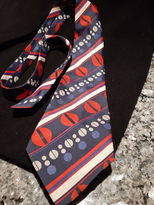 Krawat prl stary vintage szeroki kropki kreski strych dziadek kolekcja