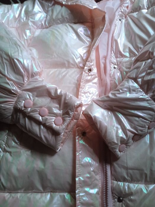 Пуховик розовый перламутровый