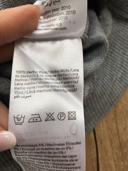 Sweter męski wełniany merino  Jack&Jones szary w serek XL