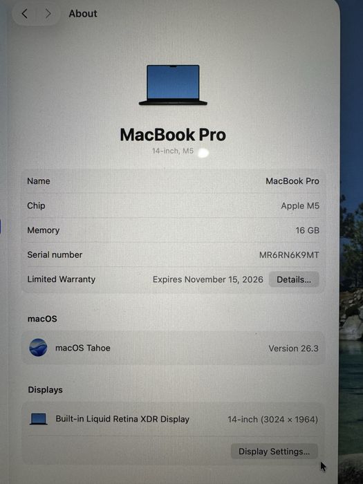 Macbook Pro M5 14’ 2026 NOVO 16GB 512GB