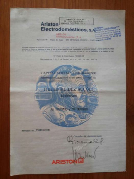 Acções antigas da Ariston