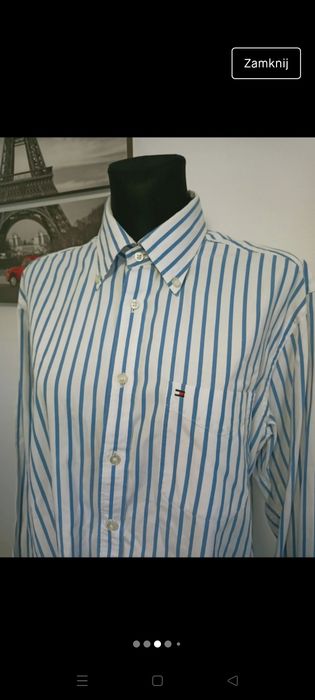 Koszula męska Tommy Hilfiger biała w paski TH  M 38 biała casual biuro