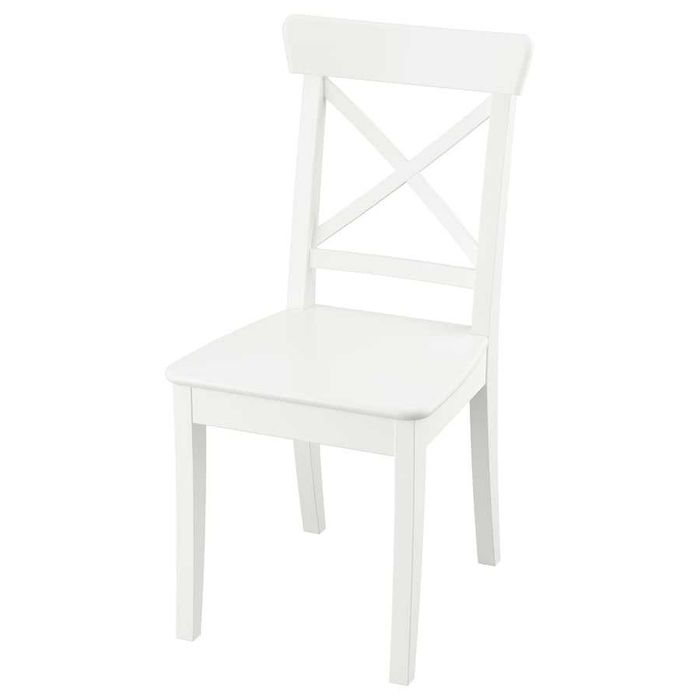 Conjunto Mesa Ikea Dandeyrd branca e madeira com cadeiras