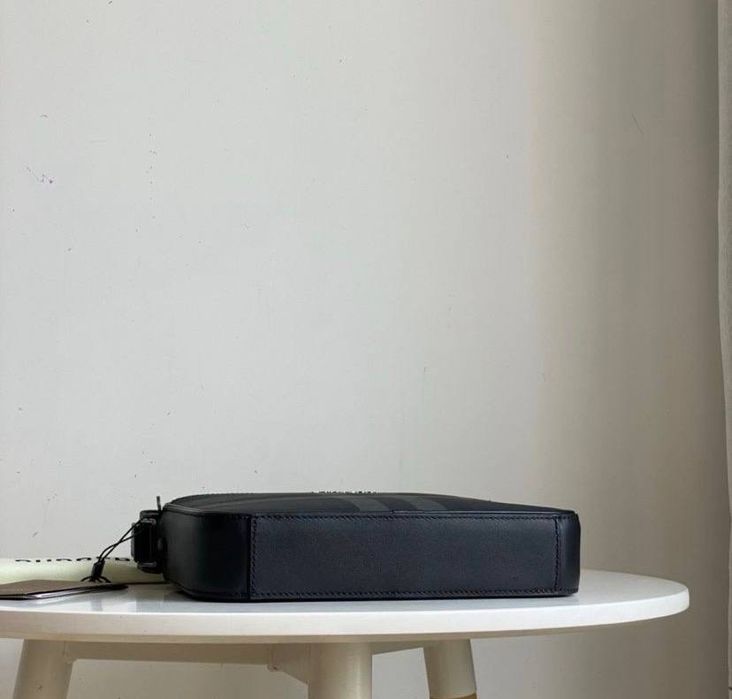 Сумка Burberry Muswell Check шкіряна чоловіча мужская чорна канва