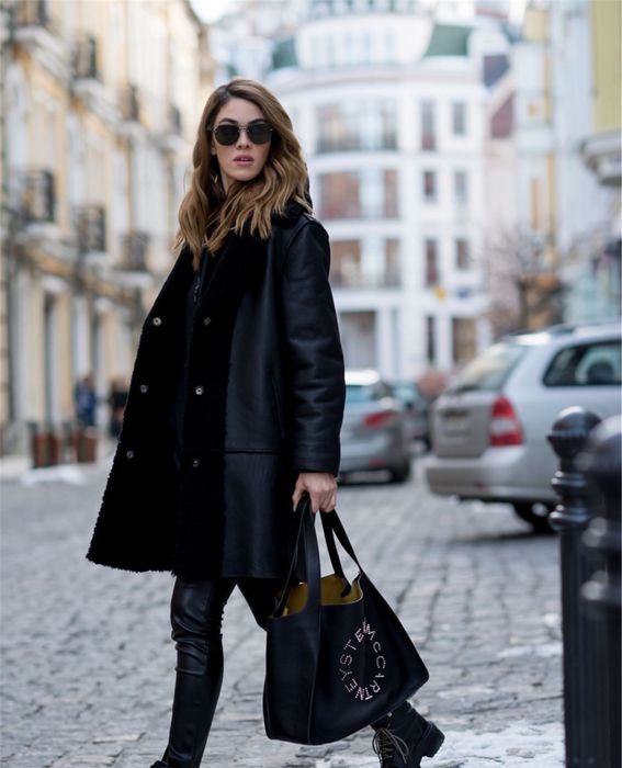 пальто двостороннє зі шкіри та овчини, дубленка кожаная