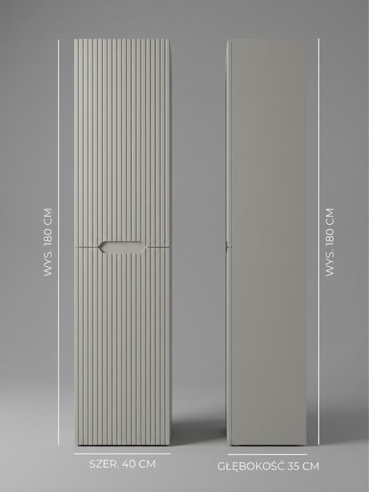 Wiszący słupek łazienkowy - MDF lakier, ryflowany (180x40x35)