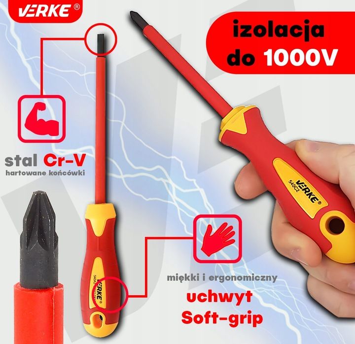 Zestaw Wkrętaków Wkrętaki Śrubokręty Izolowane Dla Elektryka 1000v 7 E