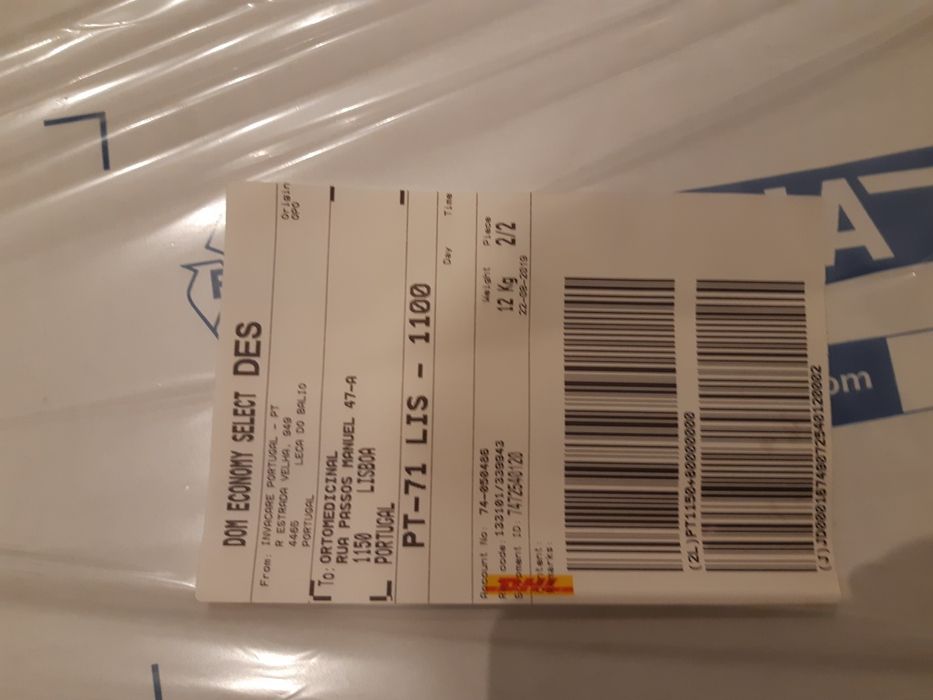 Cadeira de duche NOVA dentro da caixa