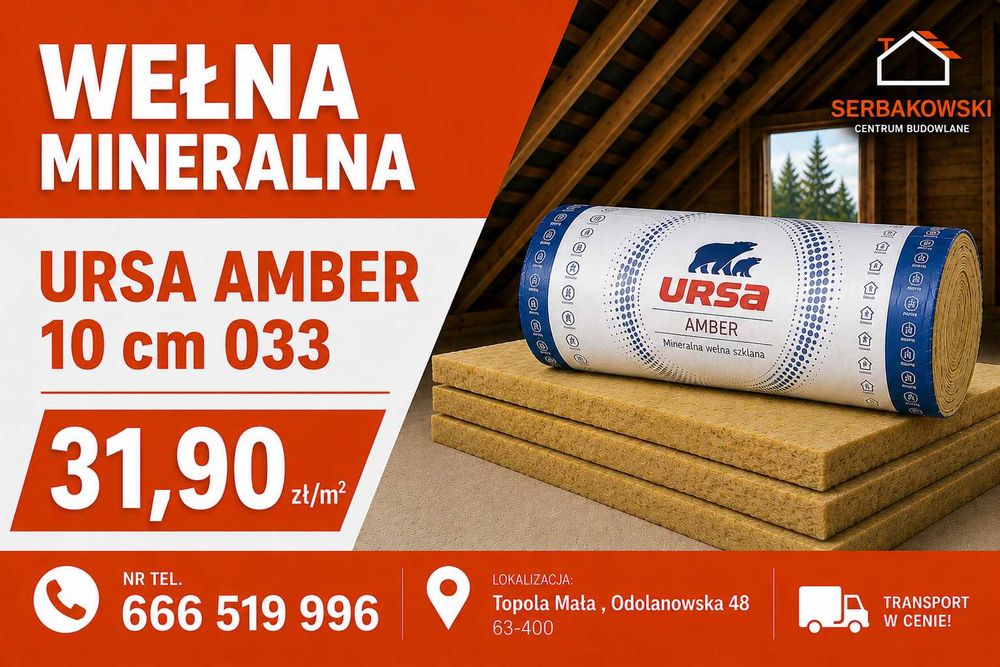 Wełna 10 cm URSA AMBER 033