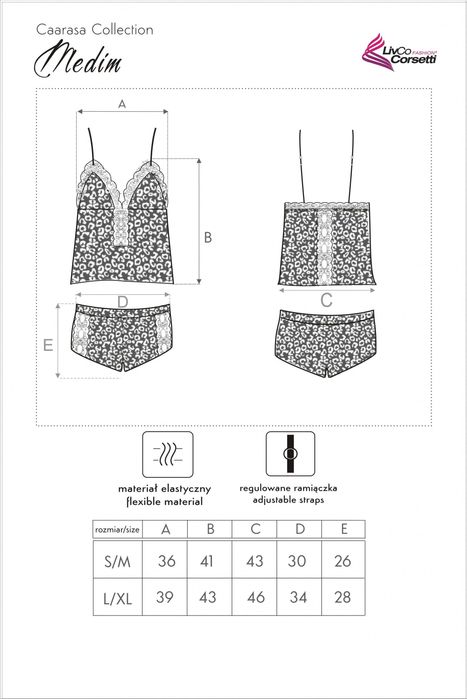 Zmysłowa Komplet Damski na noc Medim Caarasa LiviaCorsetti