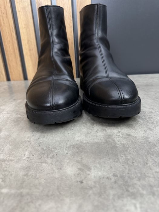 COS Black Leather Zip Ankle Boots чоловічі черевики Оригінал