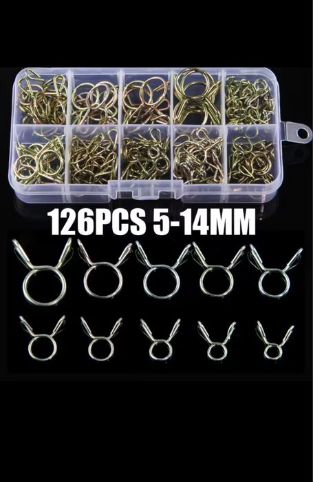 Набір сталевих пружиних зажимів в органайзере 126 шт. 5 мм-14