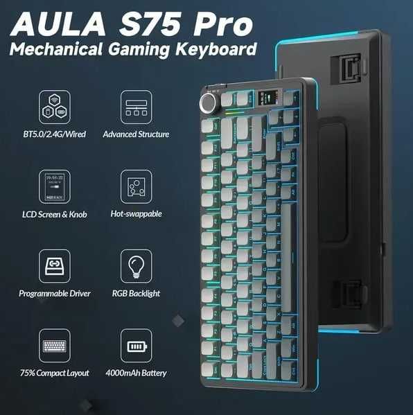 Нова бездротова механічна клавіатура Aula S75 Pro
