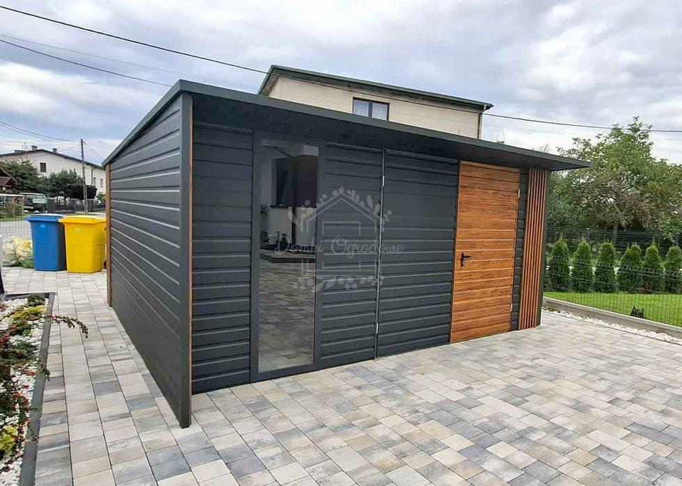 Schowek - Domek ogrodowy 5x4m  drewnopodowny - antracyt  ID1137