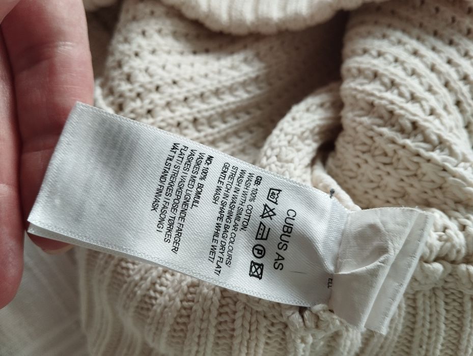 Bawełniany męski sweter, ze stójką, listwa guzikowa, śmietankowy, ze s