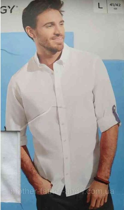 Бавовняна рубашка, сорочка livergy l 41/42 з регульованим рукавом