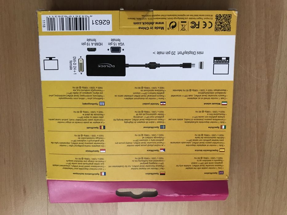 Adapter mini DisplayPort 1.1 do VGA/ HDMI/DVI