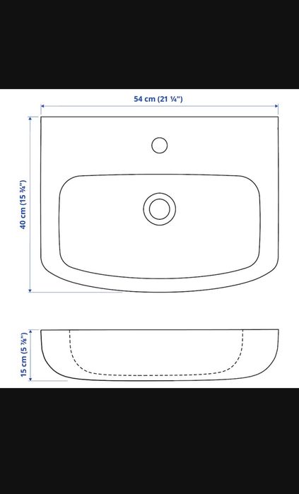 Lavatório individual branco, 54x40 cm