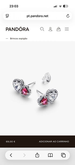 Brincos pandora corações