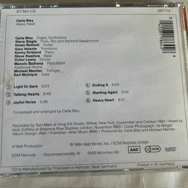 Carla Bley: Heavy Heart CD Jazz ECM
