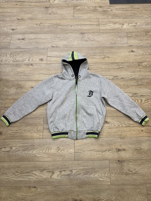 Szara męska bawełniana rozpinana bluza kaptur streetwear M Black Horn