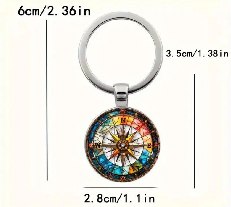 Porta chaves bússola náutica e yin yang