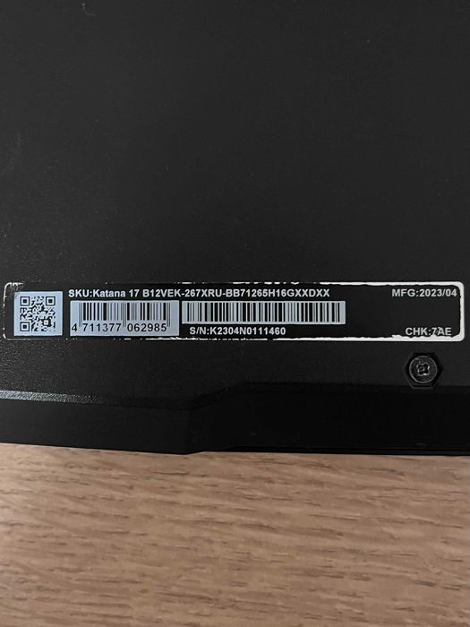 Laptop MSI Katana 17 | Intel i7-12650H NVIDIA RTX 4050 16GB RAM 512GB
