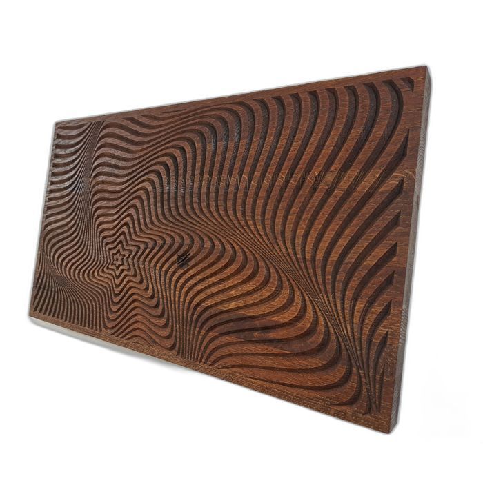Abstrakcyjna dekoracja z drewna 3D 53 × 31 cm – hipnotyczny wzór