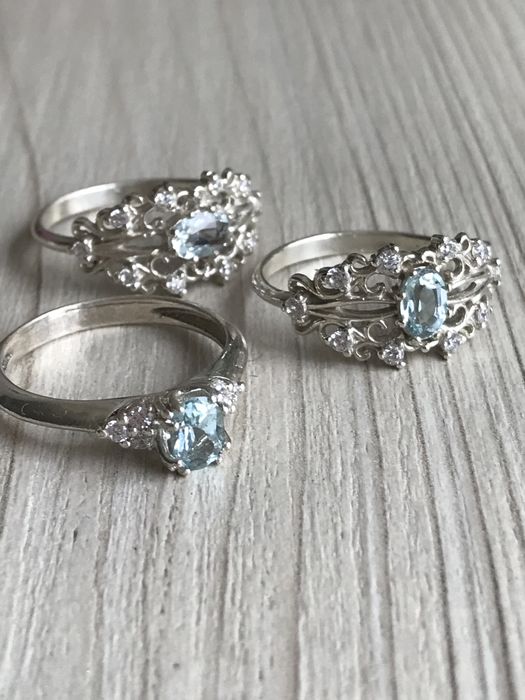 Кольцо аквамарин серебро