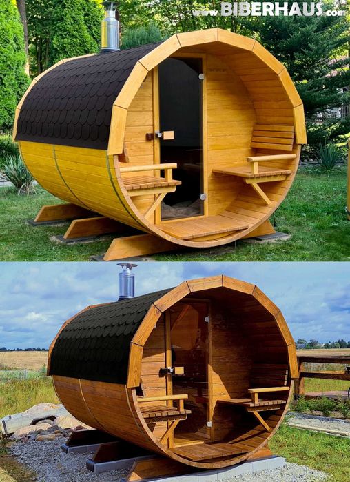 SAUNA Ogrodowa 300 cm + OKNO 100% + PRZEDSIONEK + GRATIS Beczka +Akces