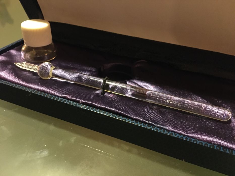 Caneta vidro tinteiro antigo