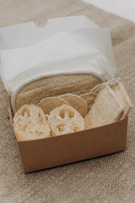 Еко-набір з люфи - мочалка, губки, диски для обличча. Чудовий подаруно